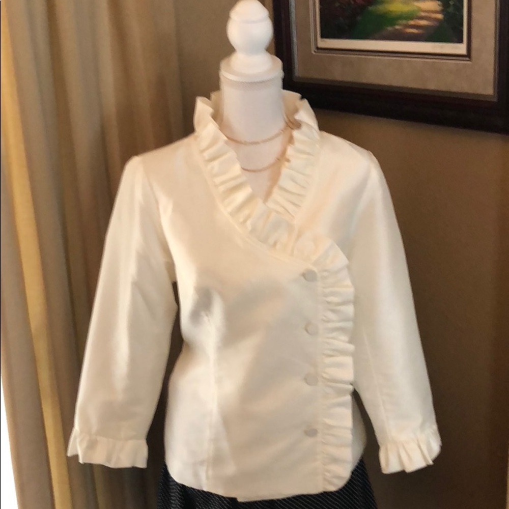 Calvin Klein Ivory Ruffle Blazer - Sz L